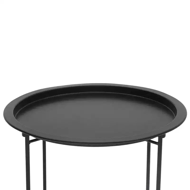 Table d'appoint/de chevet ronde avec panier de rangement en tissu, petite table de chevet étanche et antirouille en métal avec plateau amovible