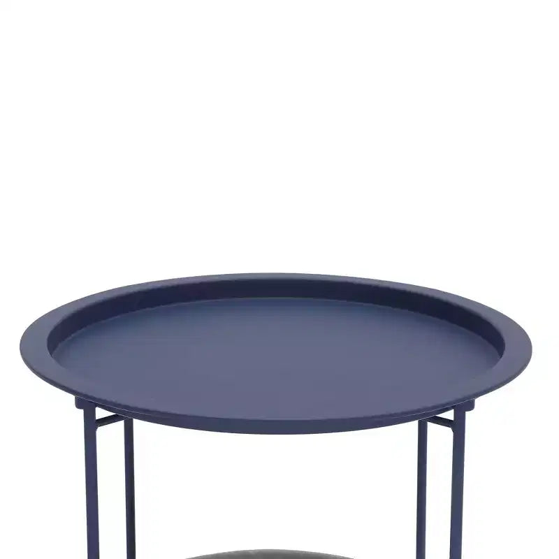 Table d'appoint/de chevet ronde avec panier de rangement en tissu, petite table de chevet étanche et antirouille en métal avec plateau amovible