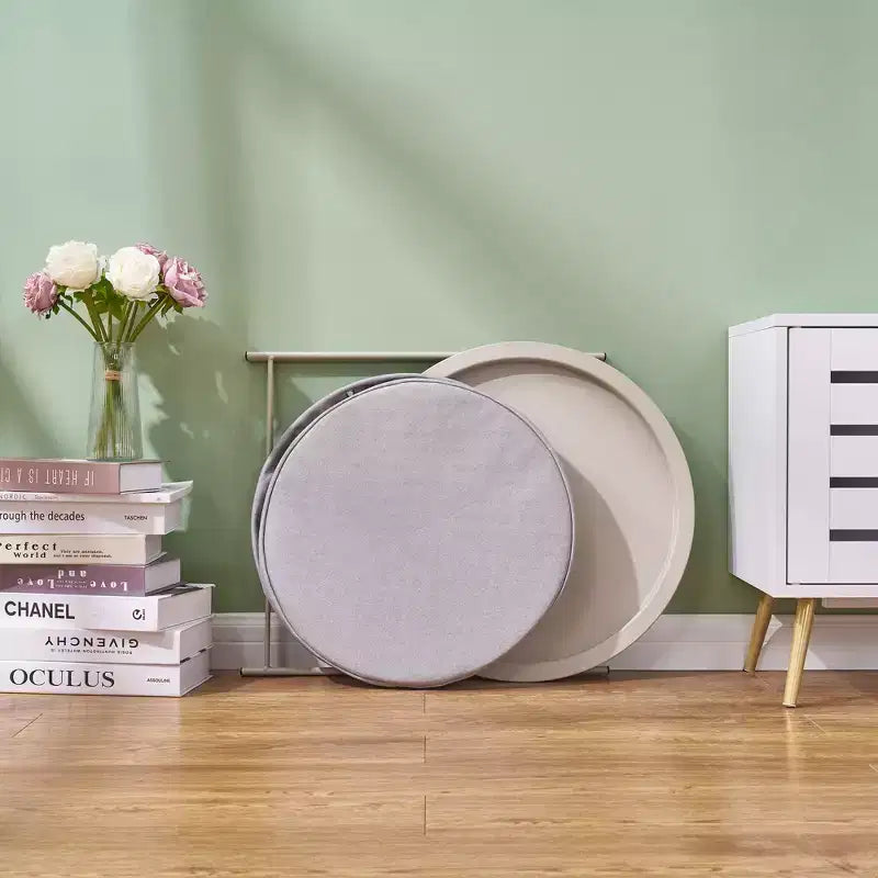 Table d'appoint/de chevet ronde avec panier de rangement en tissu, petite table de chevet étanche et antirouille en métal avec plateau amovible