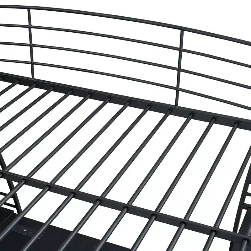 Lit mezzanine pleine grandeur à cadre métallique au design élégant avec étagères et bureau en L, 77,1 L x 56,7 l
