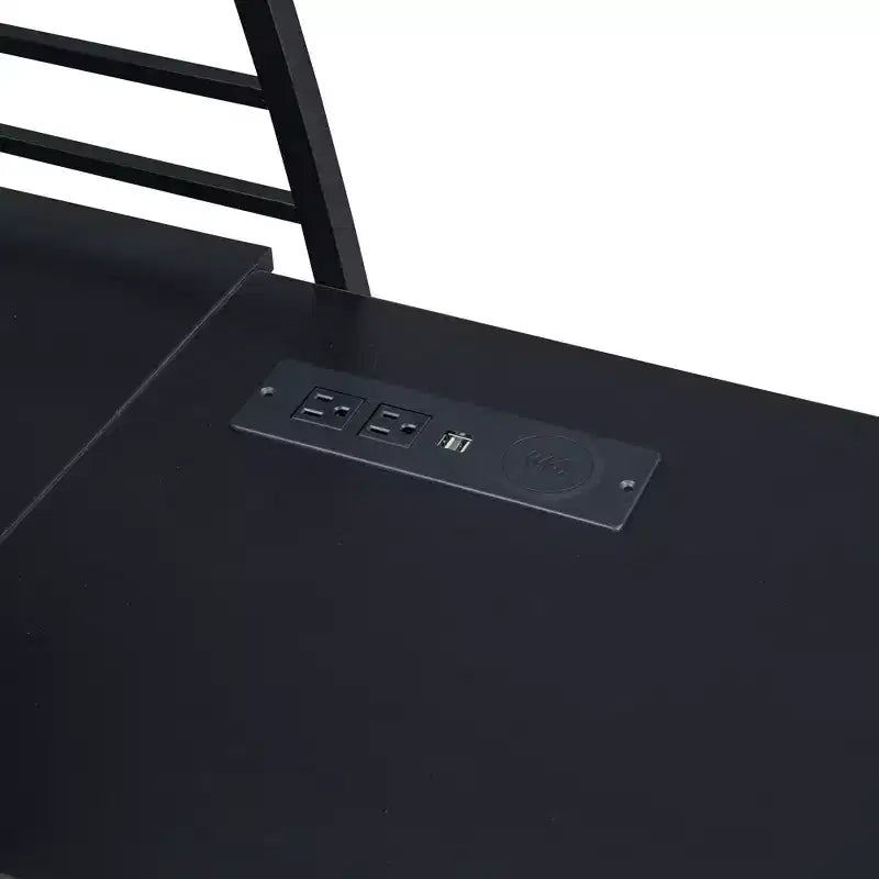 Lit mezzanine pleine grandeur à cadre métallique au design élégant avec étagères et bureau en L, 77,1 L x 56,7 l