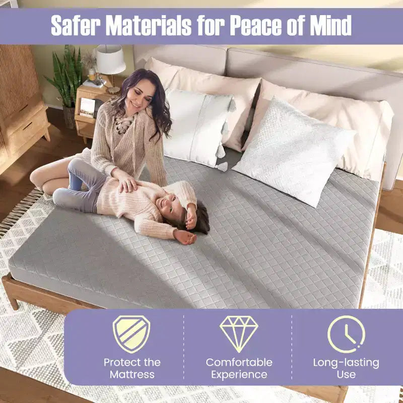 Protège-matelas jumeau/grand lit/très grand lit avec rembourrage en éponge à poche profonde et base antidérapante grise