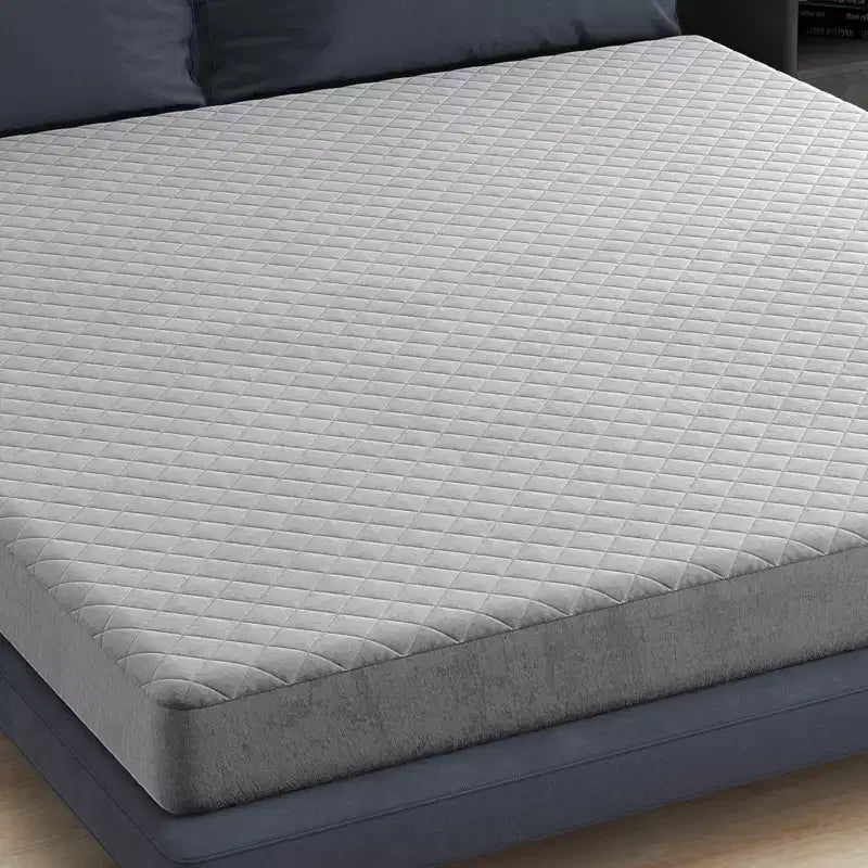 Protège-matelas jumeau/grand lit/très grand lit avec rembourrage en éponge à poche profonde et base antidérapante grise
