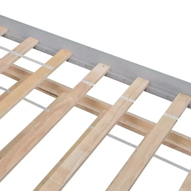 Cadre de lit plateforme en bois double avec lit gigogne, avec tête et pied de lit