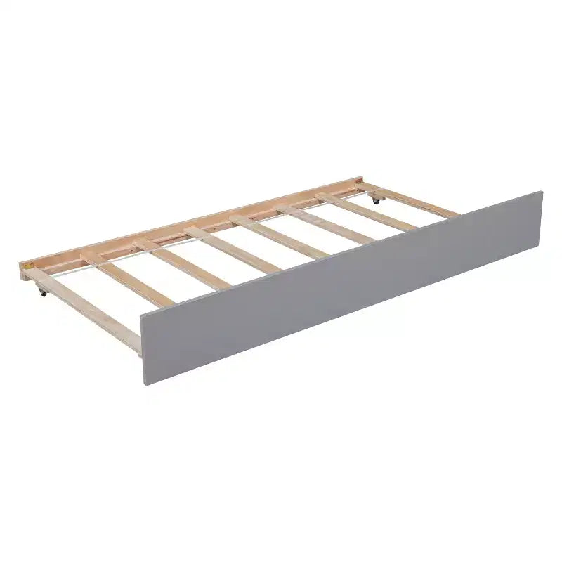 Cadre de lit plateforme en bois double avec lit gigogne, avec tête et pied de lit