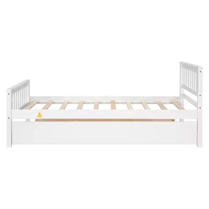 Cadre de lit plateforme en bois double avec lit gigogne, avec tête et pied de lit