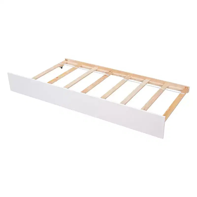 Cadre de lit plateforme en bois double avec lit gigogne, avec tête et pied de lit