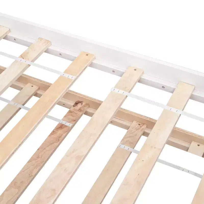 Cadre de lit plateforme en bois double avec lit gigogne, avec tête et pied de lit