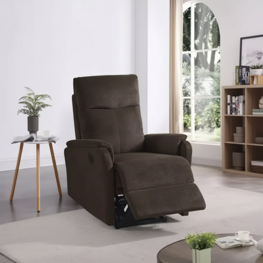 Reclining Chair Made of Polyester, Featuring Simple Operation, Ideal for Living and Bedroom Use.