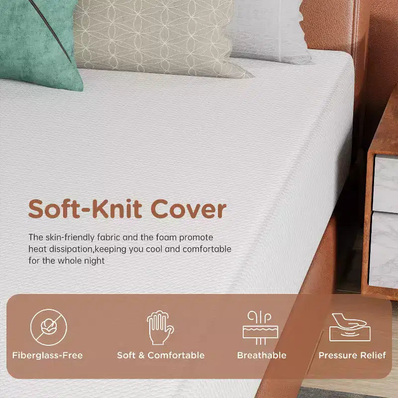 Matelas de 14 pouces en mousse à mémoire de forme gel, fermeté moyenne, pour un sommeil frais et un soulagement de la pression