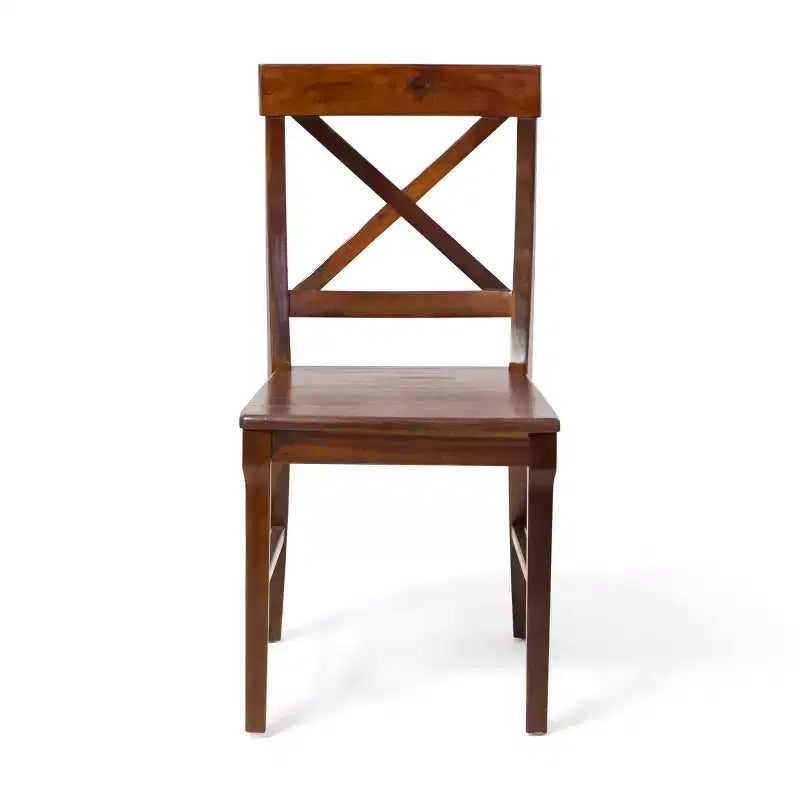 Salle à manger en bois d'acacia de ferme avec chaises en acajou riche