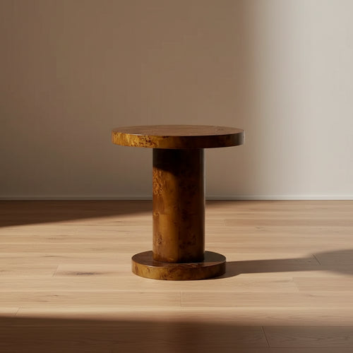 Jennifer Taylor Home Bolin 18 Round Pillar Burl Accent Side Table, Walnut Brown Burl Wood