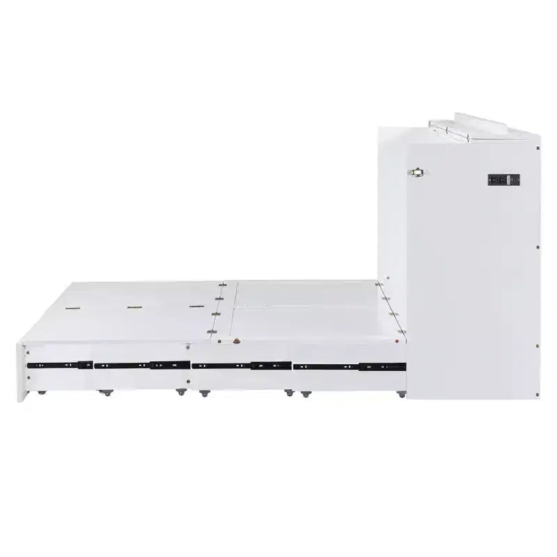 Lit escamotable Queen Size au design astucieux, pliable dans une armoire avec tiroir et ports USB