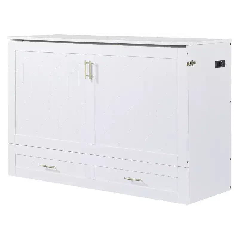 Lit escamotable Queen Size au design astucieux, pliable dans une armoire avec tiroir et ports USB