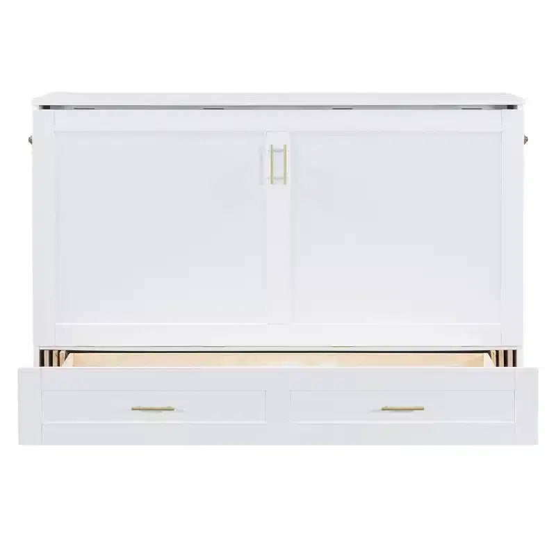 Lit escamotable Queen Size au design astucieux, pliable dans une armoire avec tiroir et ports USB