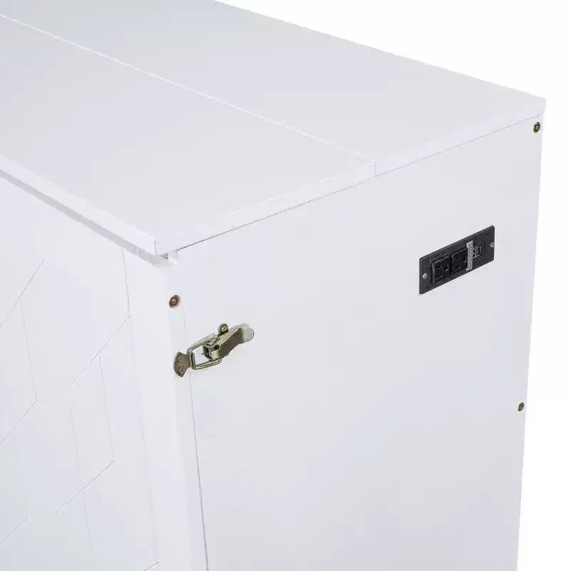 Lit escamotable Queen Size au design astucieux, pliable dans une armoire avec tiroir et ports USB