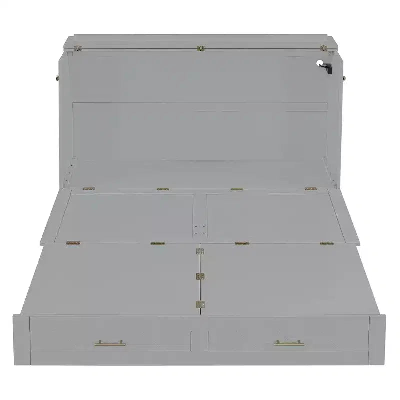 Lit escamotable Queen Size au design astucieux, pliable dans une armoire avec tiroir et ports USB