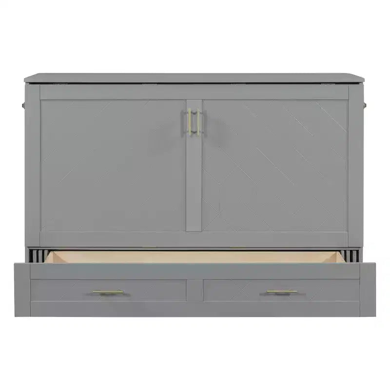 Lit escamotable Queen Size au design astucieux, pliable dans une armoire avec tiroir et ports USB