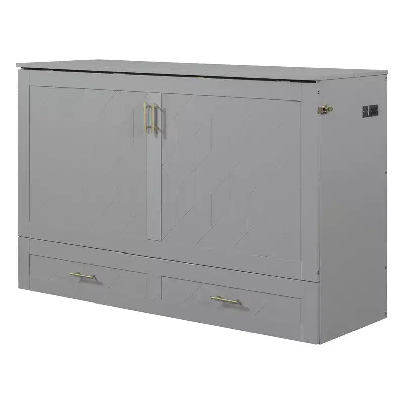 Lit escamotable Queen Size au design astucieux, pliable dans une armoire avec tiroir et ports USB