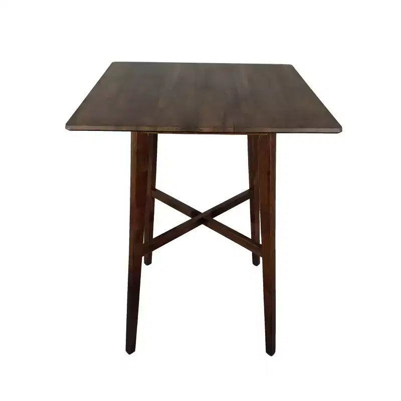 Table de bar carrée 42 en stratifié moderne et bois d'hévéa