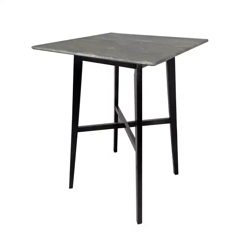 Table de bar carrée 42 en stratifié moderne et bois d'hévéa