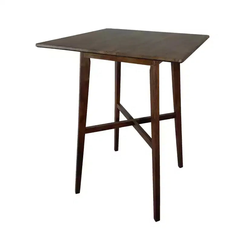 Table de bar carrée 42 en stratifié moderne et bois d'hévéa