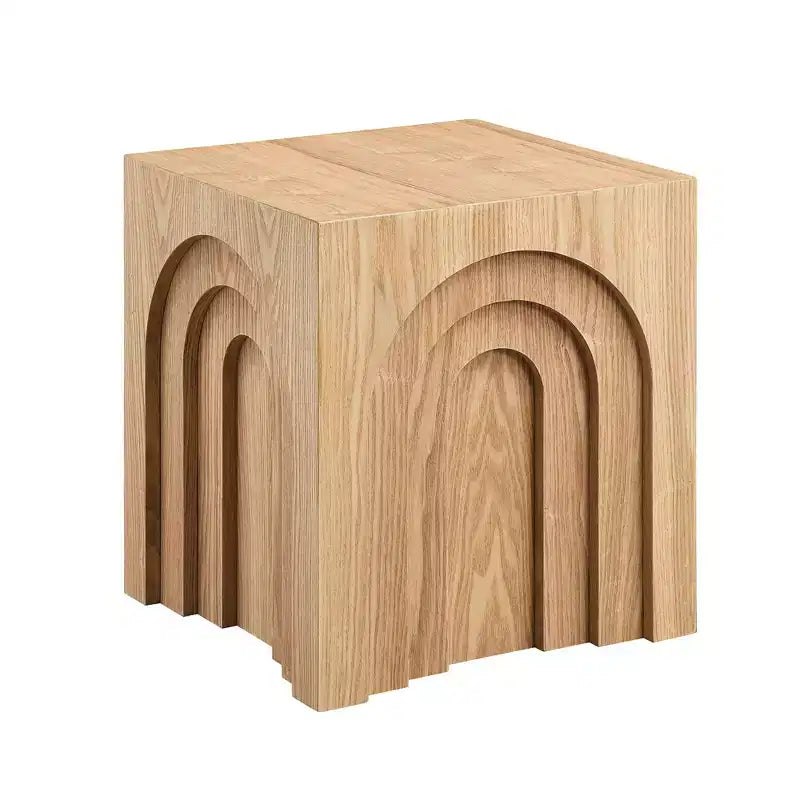 Table d'appoint moderne en bois design arqué de 45 cm de hauteur
