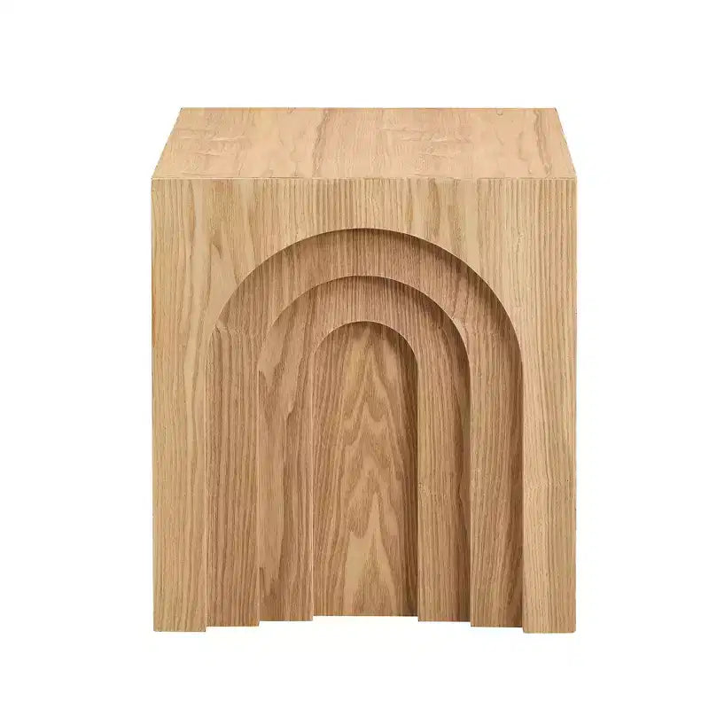 Table d'appoint moderne en bois design arqué de 45 cm de hauteur