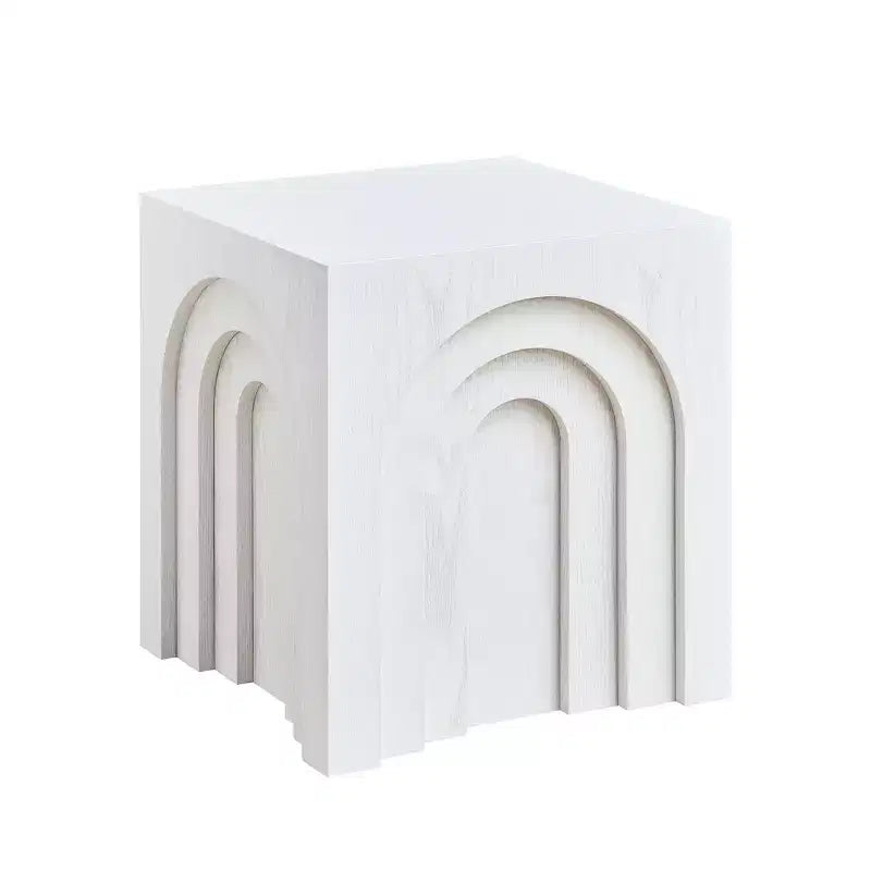 Table d'appoint moderne en bois design arqué de 45 cm de hauteur