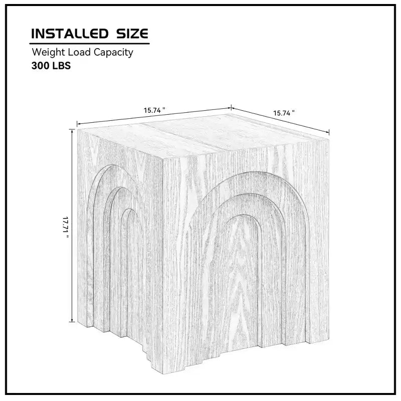 Table d'appoint moderne en bois design arqué de 45 cm de hauteur