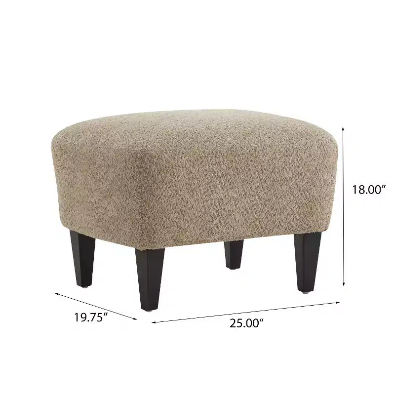 Fauteuil club et ottoman contemporains rembourrés en bouclette