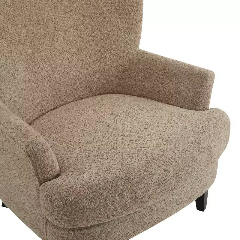 Fauteuil club et ottoman contemporains rembourrés en bouclette