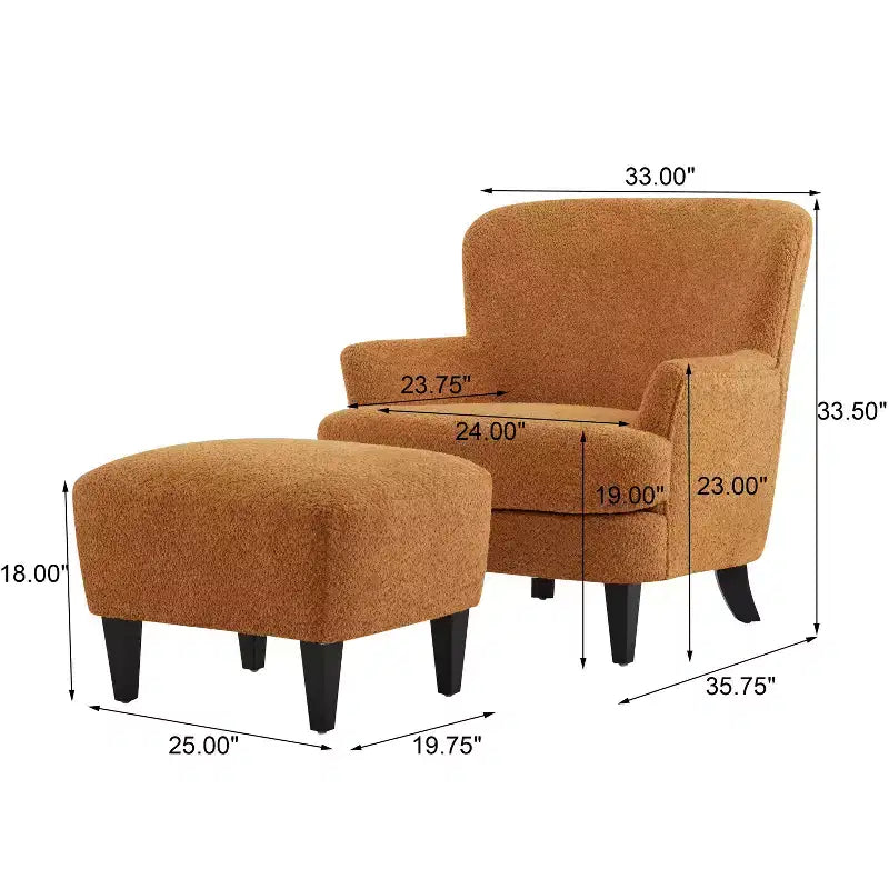 Fauteuil club et ottoman contemporains rembourrés en bouclette