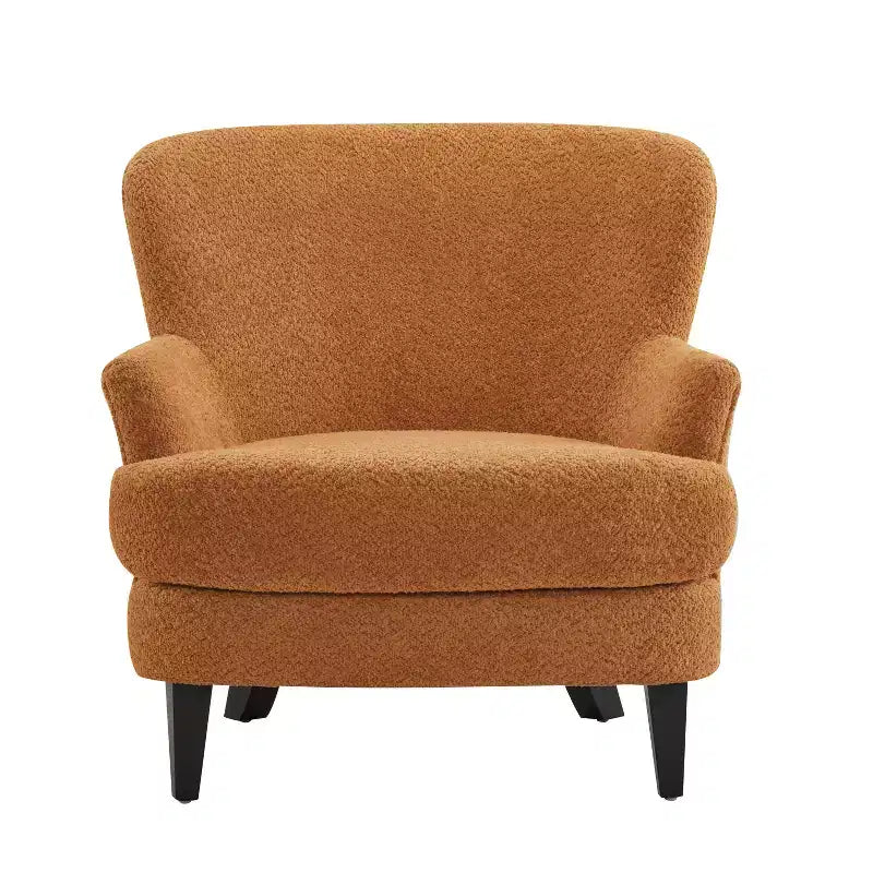 Fauteuil club et ottoman contemporains rembourrés en bouclette