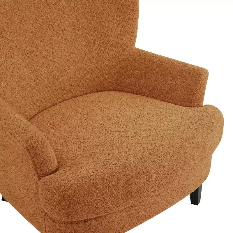 Fauteuil club et ottoman contemporains rembourrés en bouclette
