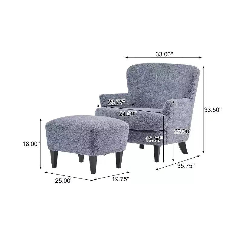 Fauteuil club et ottoman contemporains rembourrés en bouclette