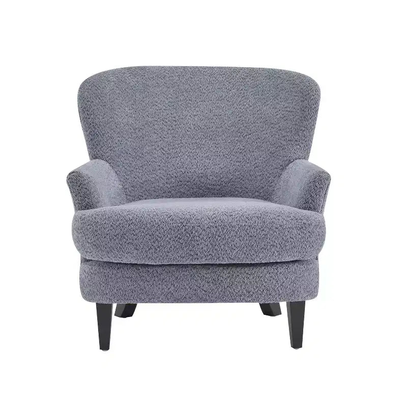 Fauteuil club et ottoman contemporains rembourrés en bouclette