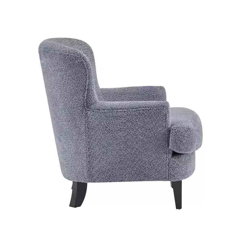 Fauteuil club et ottoman contemporains rembourrés en bouclette
