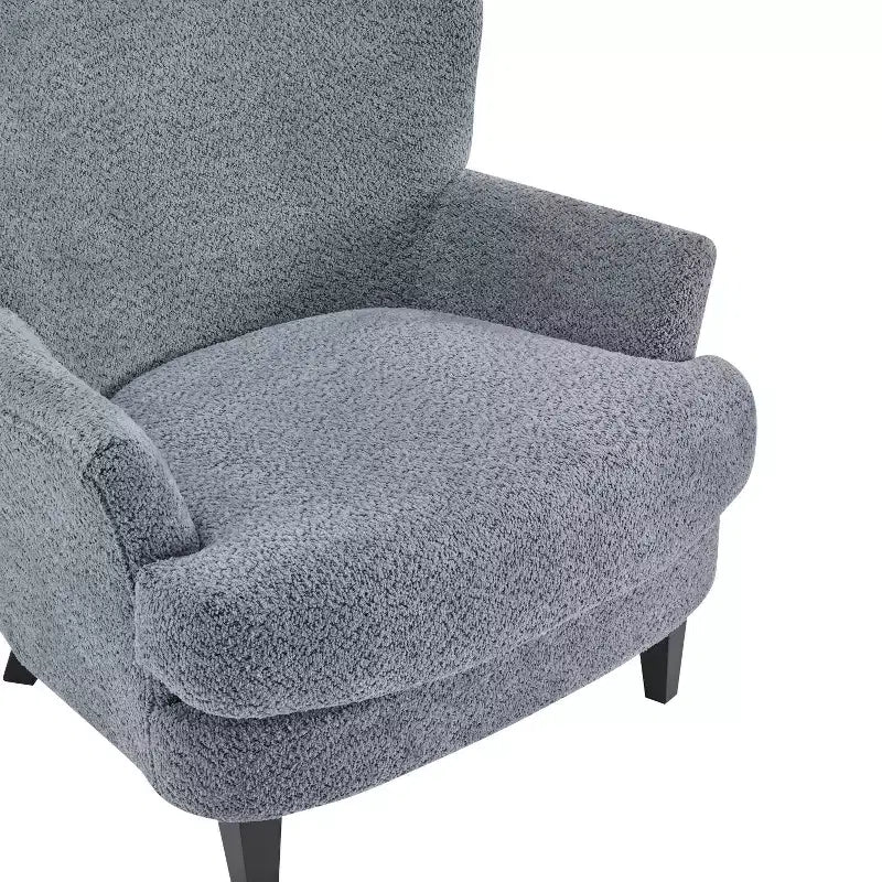 Fauteuil club et ottoman contemporains rembourrés en bouclette
