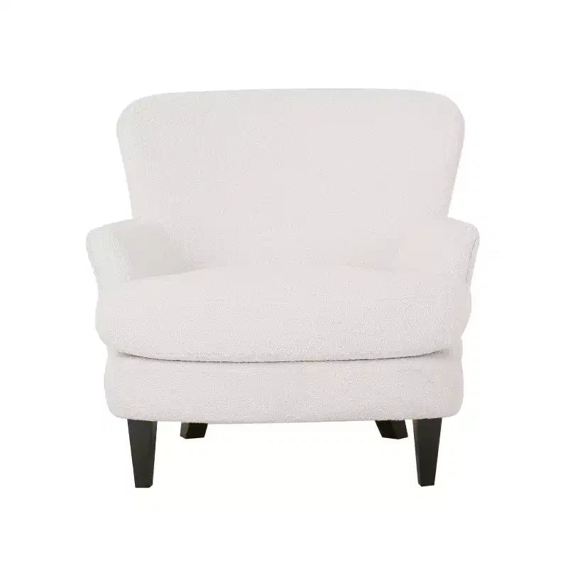 Fauteuil club et ottoman contemporains rembourrés en bouclette
