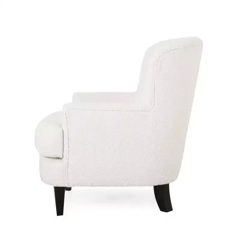 Fauteuil club et ottoman contemporains rembourrés en bouclette
