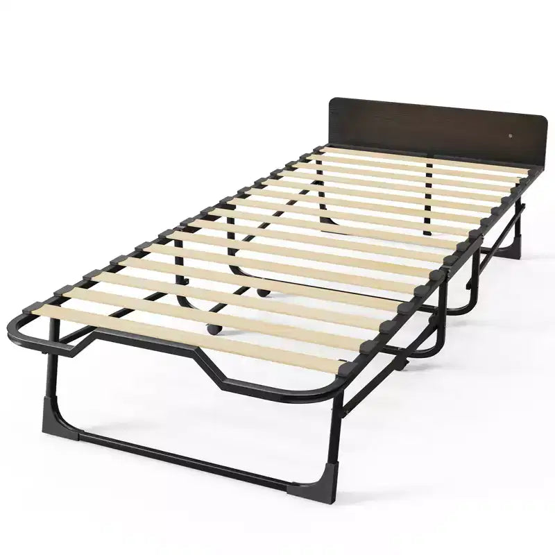 Lit pliant adulte avec matelas en mousse à mémoire de forme et lattes en bois, avec housse anti-poussière, 75*32