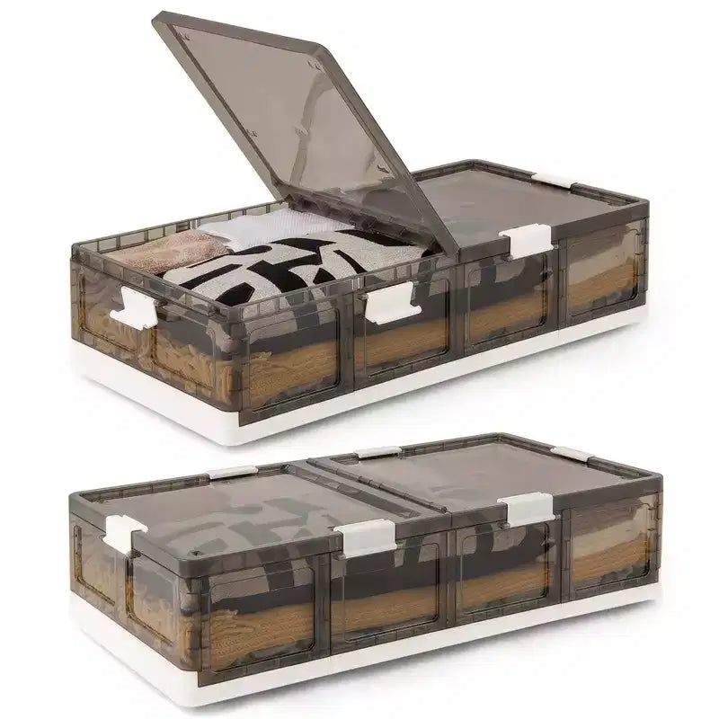 2/4 Conteneurs de rangement sous lit de 26,5 gal avec roues, couvercles à double ouverture