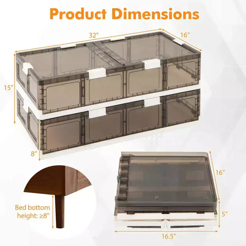 2/4 Conteneurs de rangement sous lit de 26,5 gal avec roues, couvercles à double ouverture