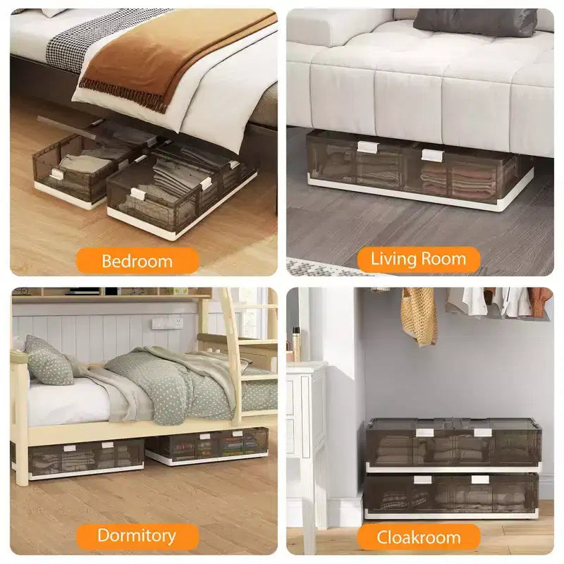 2/4 Conteneurs de rangement sous lit de 26,5 gal avec roues, couvercles à double ouverture