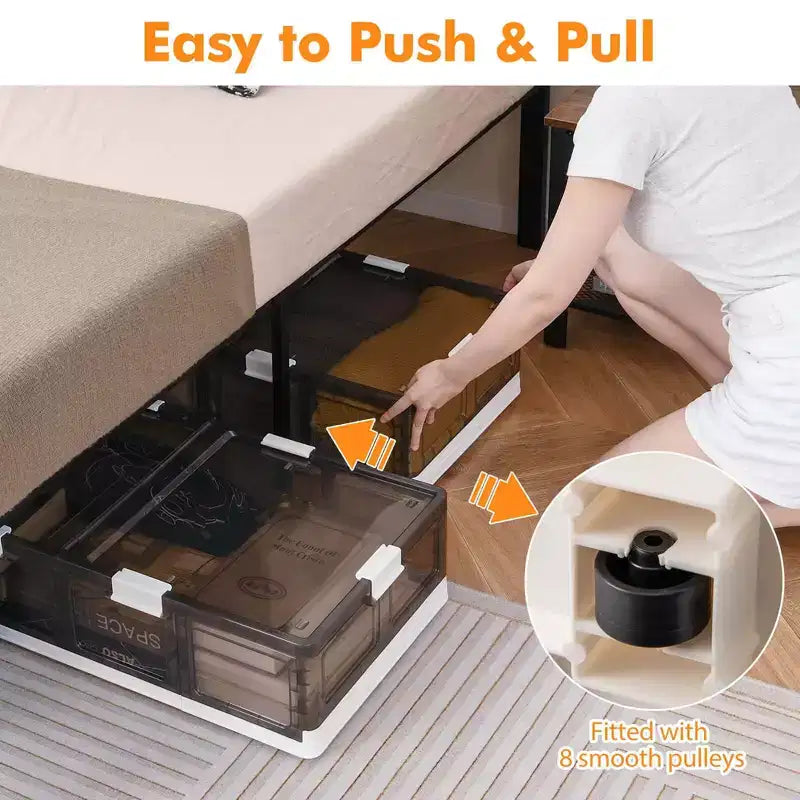 2/4 Conteneurs de rangement sous lit de 26,5 gal avec roues, couvercles à double ouverture