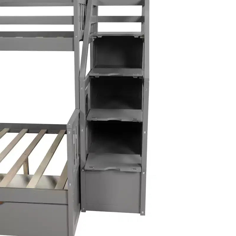 Lit superposé simple sur double avec tiroirs, rangements et toboggan, multifonctionnel