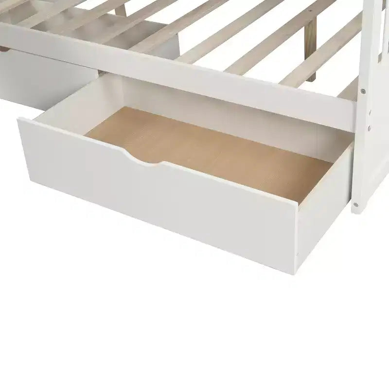 Lit superposé simple sur double avec tiroirs, rangements et toboggan, multifonctionnel