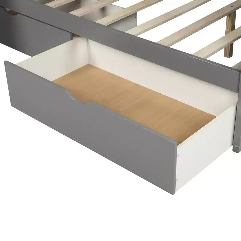 Lit superposé simple sur double avec tiroirs, rangements et toboggan, multifonctionnel