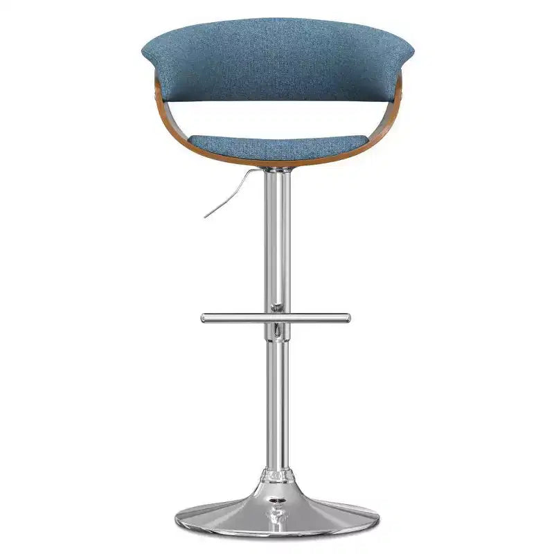 Tabouret de bar pivotant réglable bleu jean - : Milieu de siècle, dossier rembourré, pieds en acier